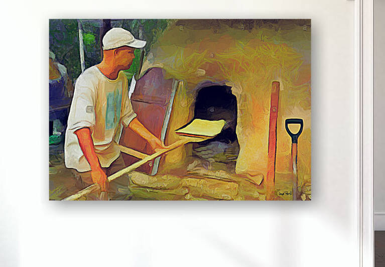OLE TIME CARIBBEAN SCENES - BAKING IN DE MUD OVEN by Wayne Pascall Art