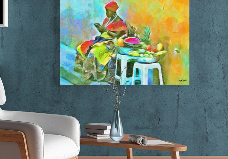 CARIBBEAN SCENES - DE FRUIT LADY by Wayne Pascall Art