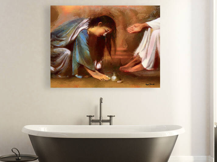 Woman with Alabaster Box Forgiven by Wayne Pascall Art