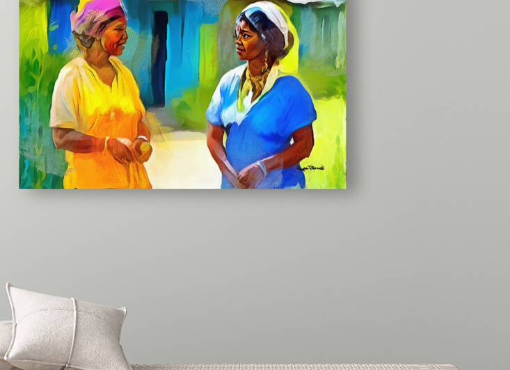 Dis and Dat in De Caribbean - Backyard Conversation by Wayne Pascall Art