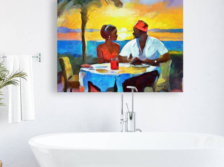 Dis and Dat in De Caribbean - Dinner in De Sunset by Wayne Pascall Art
