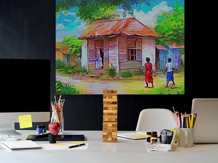 CARIBBEAN COUNTRY SCENES - De Children Come Home by Wayne Pascall Art